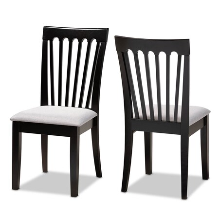 Baxton Studio Minette Gray Upholstered and Espresso Wood 2-Piece Dining Chair Set 166-10522